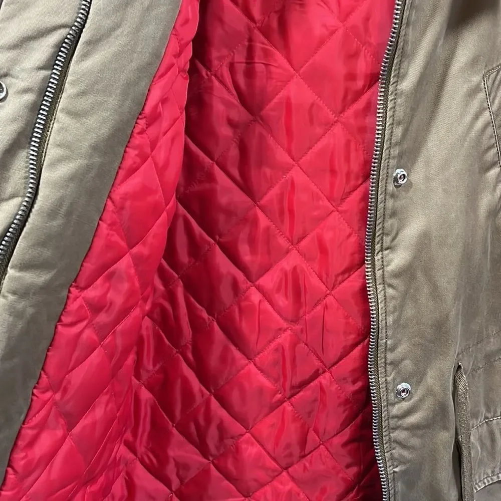 Top shop tan hooded full zip cargo coat